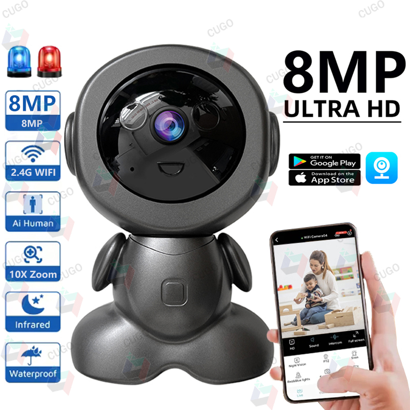 Home Security Recorder - Kamera Robot Pengawas Wifi 8MP PTZ,