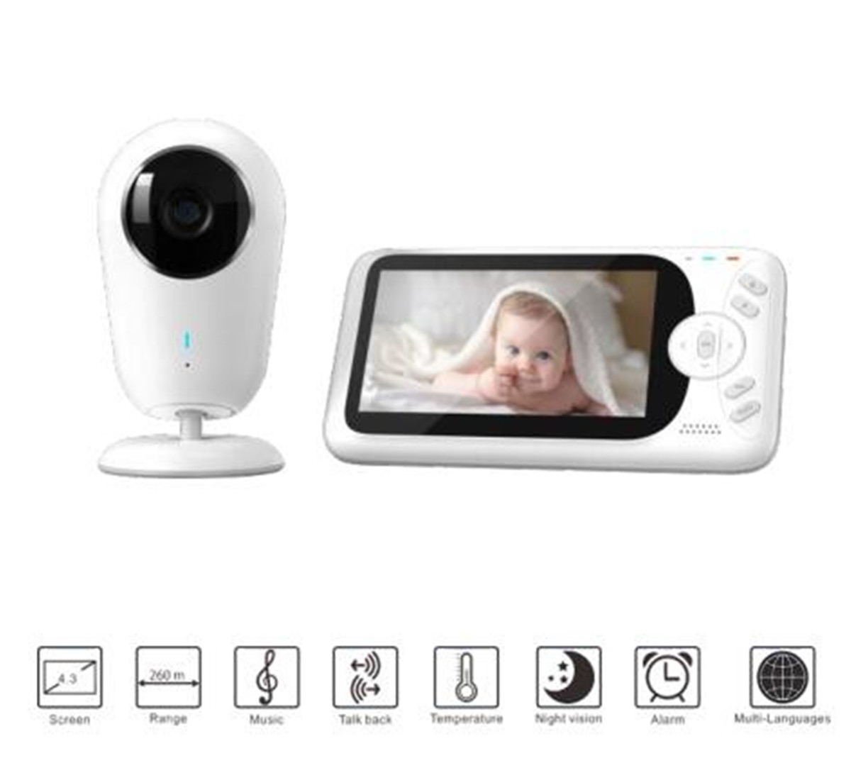 Home Security Wireless Cameras - Monitor Bayi Nirkabel HD Penuh 4.3