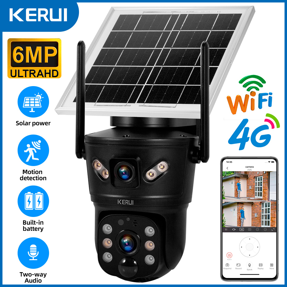 Home Security Video - KERUI kamera surya 6MP luar ruangan,
