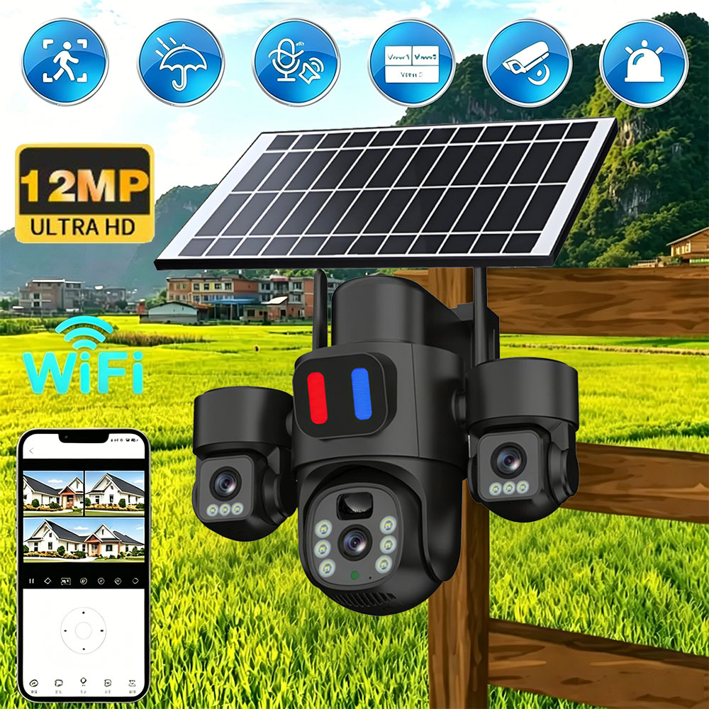 Home Security Wireless Cameras - Kamera WiFi PTZ Tenaga Surya Luar