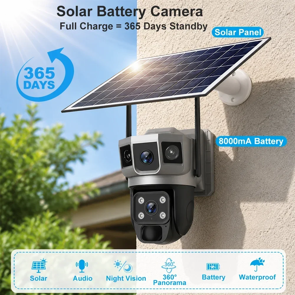 V380 4K 3 Layar Kamera 4G Bate - Home Security Battery ulasan dan harga