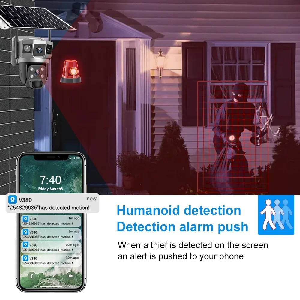 V380 4K 3 Layar Kamera 4G Bate - Home Security Battery ulasan dan harga