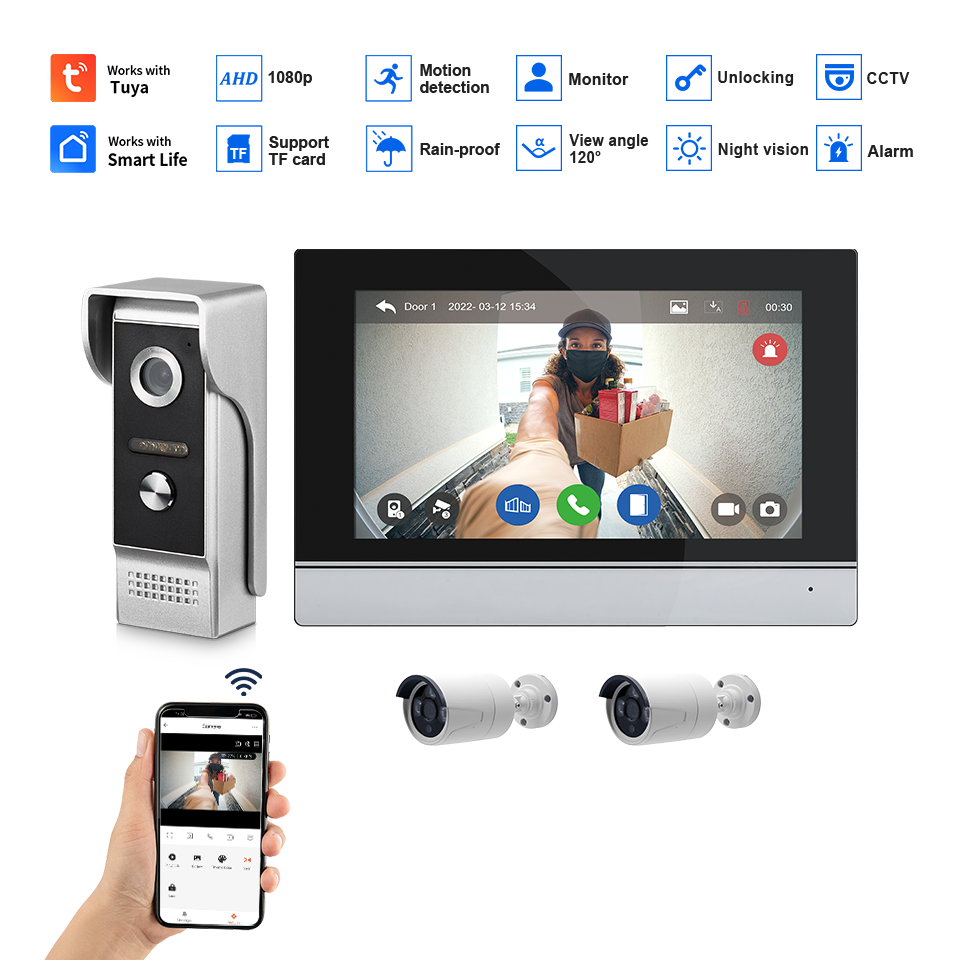 Layar IPS 7 Inci 2MP Tuya Kont - Home Security Recorder ulasan dan harga