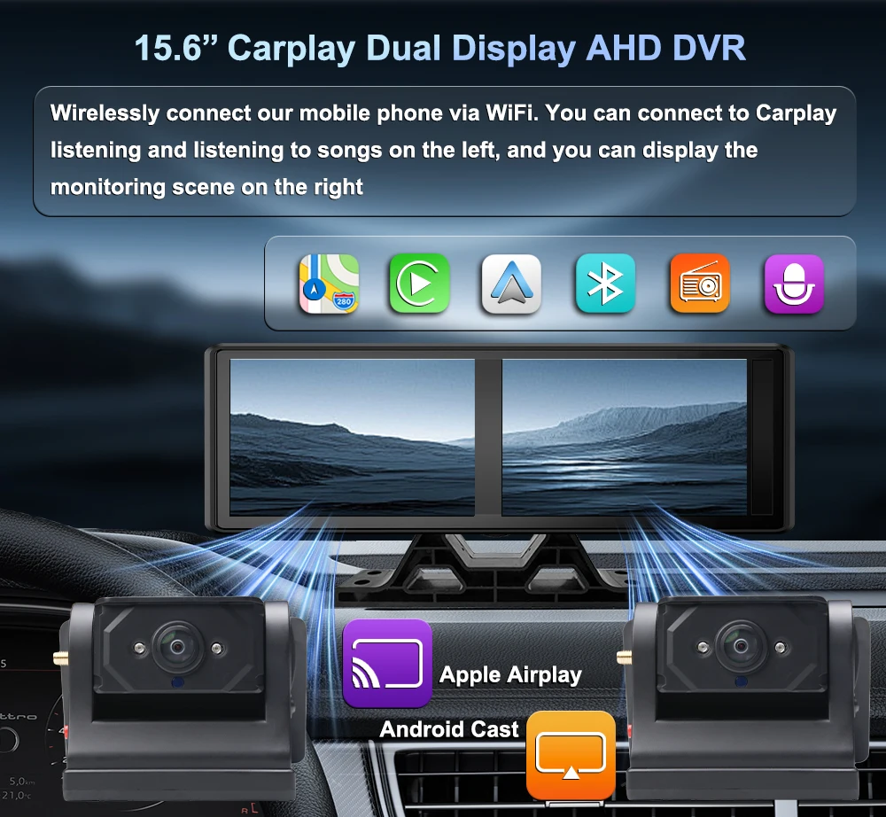 15.6 Inch Android Auto Carplay - Camera Solar Wireless ulasan dan harga